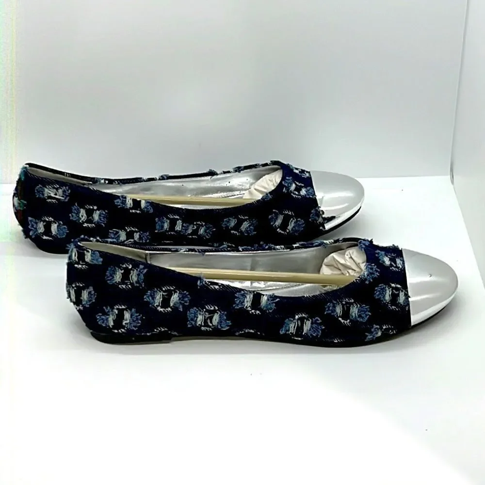 Denim Patchwork Flats By Fahrenheit.  Size 7